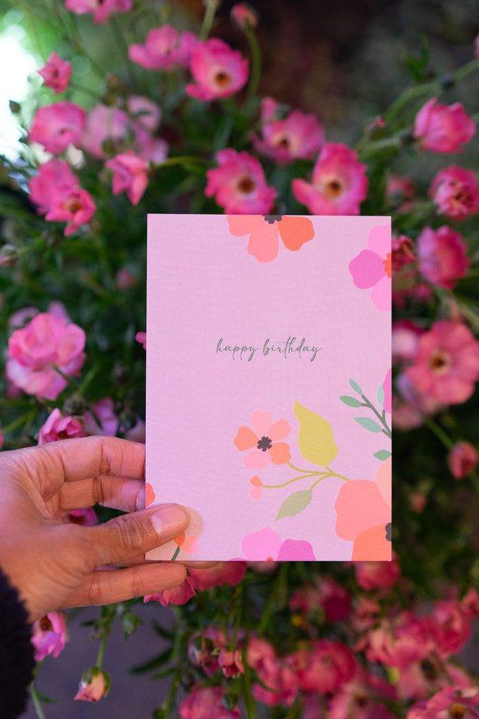 Handwritten Postcard | Happy Birthday Pink